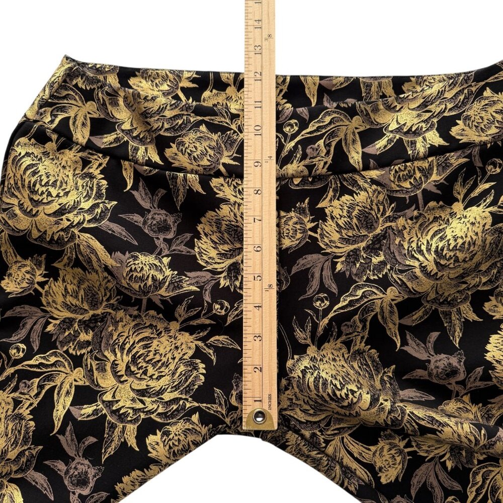 Soft Surroundings Mini Boot Cut Moonstruck Gold Metallic Floral Pull On Stretch - Picture 8 of 13